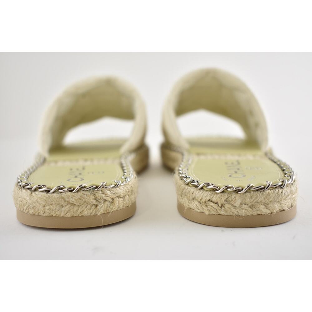 Chanel 25P Ivory Quilted Leather Chain CC Logo Slide Sandal Espadrille Flat 41 - Picture 16 of 16